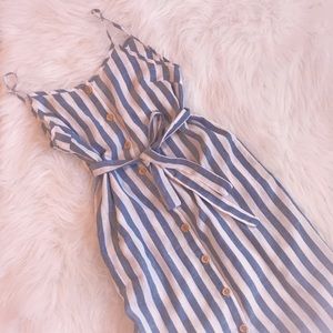Stripe Button Cami Dress